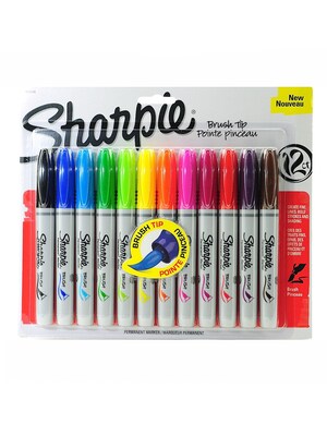 Sharpie Permanent Markers, Brush Tip, Assorted Inks (1810704)