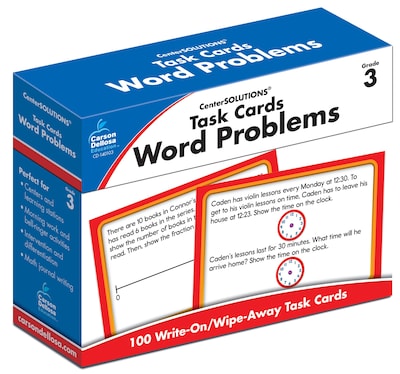 Carson-Dellosa Task Cards: Word Problems Grade 3 Learning Cards (140103)