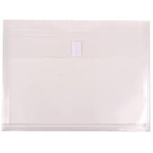 JAM Paper® Plastic Envelopes with Hook & Loop Closure, 9.75 x 13 with 1 Inch Expansion, Clear, 12/Pa