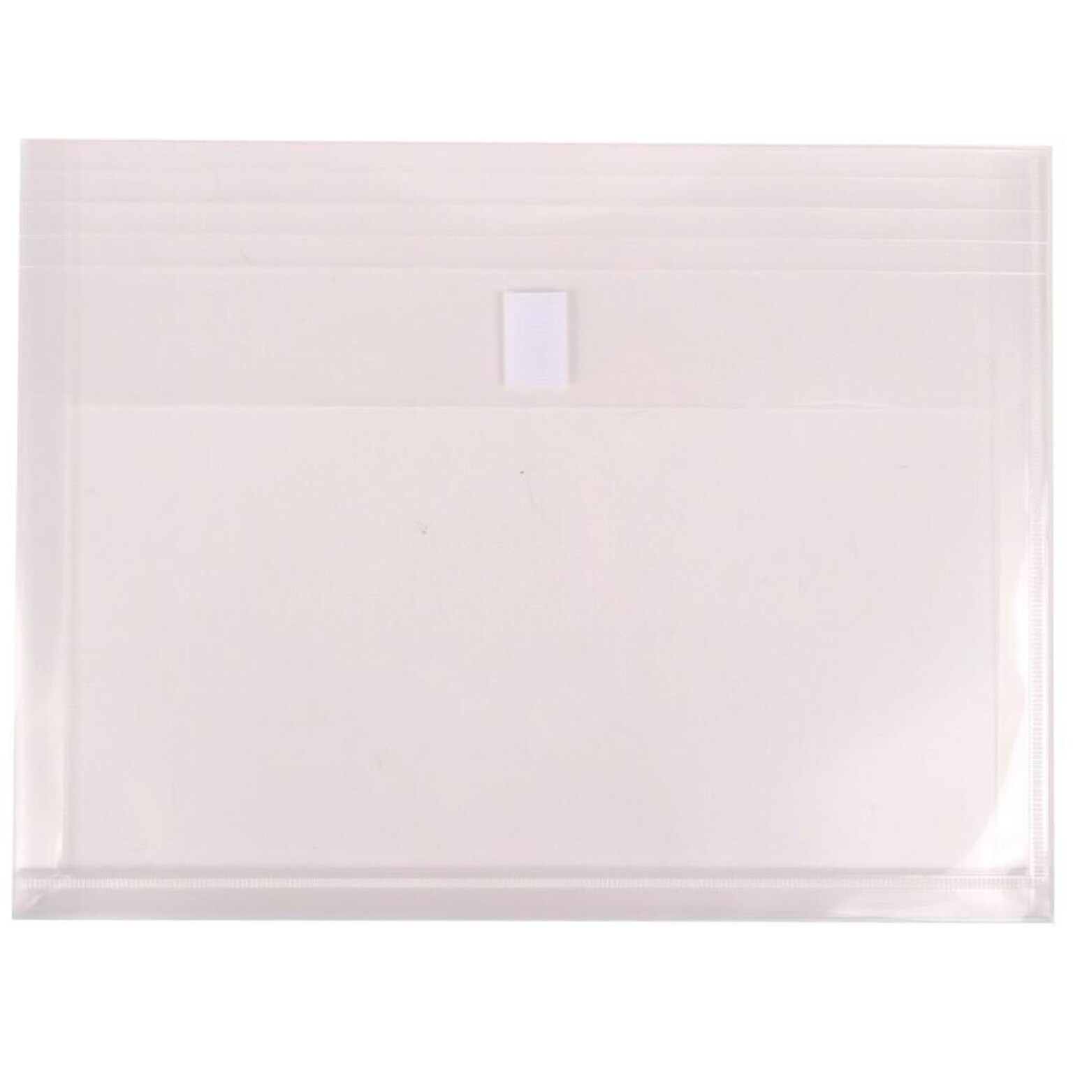 JAM Paper® Plastic Envelopes with Hook & Loop Closure, 9.75 x 13 with 1 Inch Expansion, Clear, 12/Pack (218V1CL)