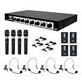 Pyle® PDWM8700 Wireless Microphone System With 4 Lavalier and 4 Handheld Mics, 50 Hz - 16 kHz (93576624M)