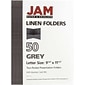JAM Paper 2-Pocket Textured Linen Business Folders, Gray, 25/Pack (386LGYA)