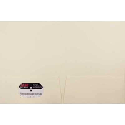 JAM Paper 2-Pocket Textured Linen Business Folders, Ivory, 25/Pack (386LIVA)