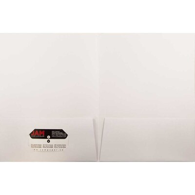 JAM Paper Two-Pocket Textured Linen Business Folders, White, 6/Pack (95448D)