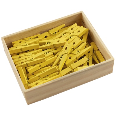 JAM Paper® Wood Clip Clothespins, Medium 1 1/8 Inch, Yellow Clothes Pins, 50/Pack (230726782)