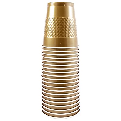 JAM Paper® Plastic Party Cups, 12 oz, Gold, 20 Glasses/Pack (255525363)