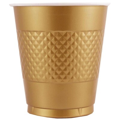 JAM Paper® Plastic Party Cups, 12 oz, Gold, 20 Glasses/Pack (255525363)