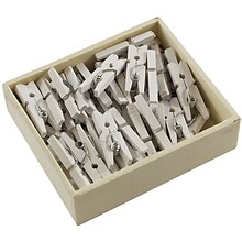 JAM Paper® Wood Clip Clothespins, Small 7/8 Inch, White Clothes Pins, 50/Pack (2230717360)