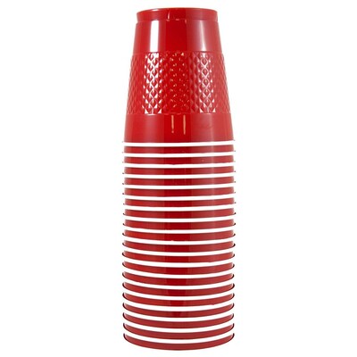 JAM Paper® Plastic Party Cups, 12 oz, Red, 20 Glasses/Pack (2255520700)