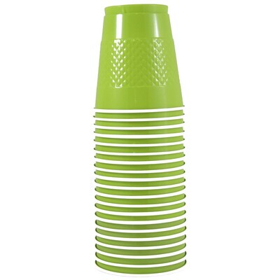 JAM Paper® Plastic Party Cups, 12 oz, Lime Green, 20 Glasses/Pack (2255520704)