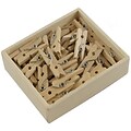 JAM Paper® Wood Clip Clothespins, Small 7/8 Inch, Natural Brown Clothes Pins, 50/Pack (3230717359)