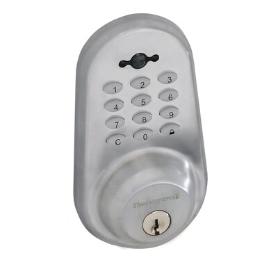 Honeywell Digital Door Lock and Deadbolt with Remote, Satin Chrome (8613309)