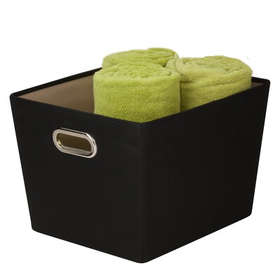 Honey Can Do Medium Decorative Storage Tote with Handles Black (SFT-03072)