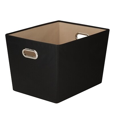 Honey Can Do Large Decorative Storage Tote with Handles Black (SFT-03073)