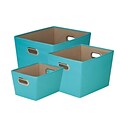 Honey Can Do Decorative Storage Tote Kit with Handles Blue Set of 3 (SFTZ03589)