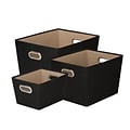 Honey Can Do Decorative Storage Tote Kit with Handles (SFTZ03593), Black, 3/Set