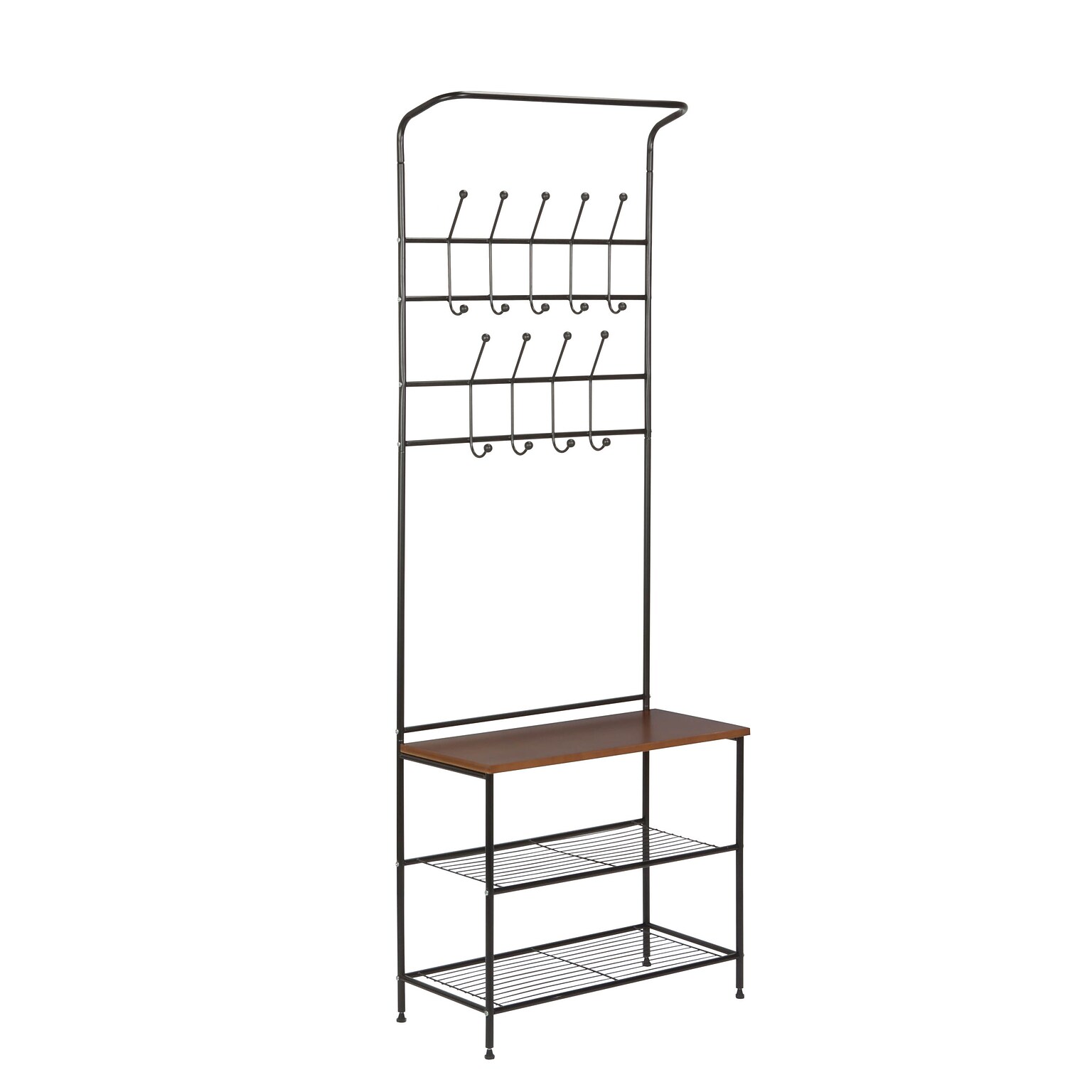 Honey-Can-Do Entryway Storage Valet, Black/Cherry (SHF-03423)