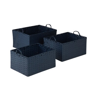 Honey Can Do Paper Rope Baskets with Handles Navy Set of 3 (STO-03739)