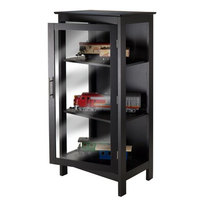 Winsome Poppy Display Cabinet with 3-Sided Tempered Glass, 47.2"H, Black (20523)