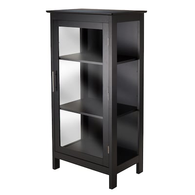 Winsome Poppy Display Cabinet with 3-Sided Tempered Glass, 47.2H, Black (20523)