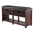 Winsome Colin Storage Bench with Cushion Seat and Baskets, Cappuccino (40438)