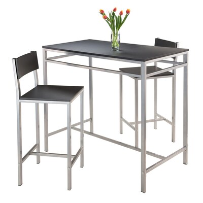 Winsome Hanley Table with Two 26" High Back Stools, Black (93336)