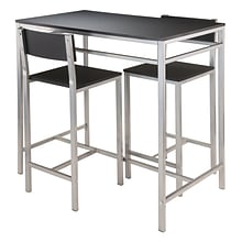 Winsome Hanley Table with Two 26 High Back Stools, Black (93336)