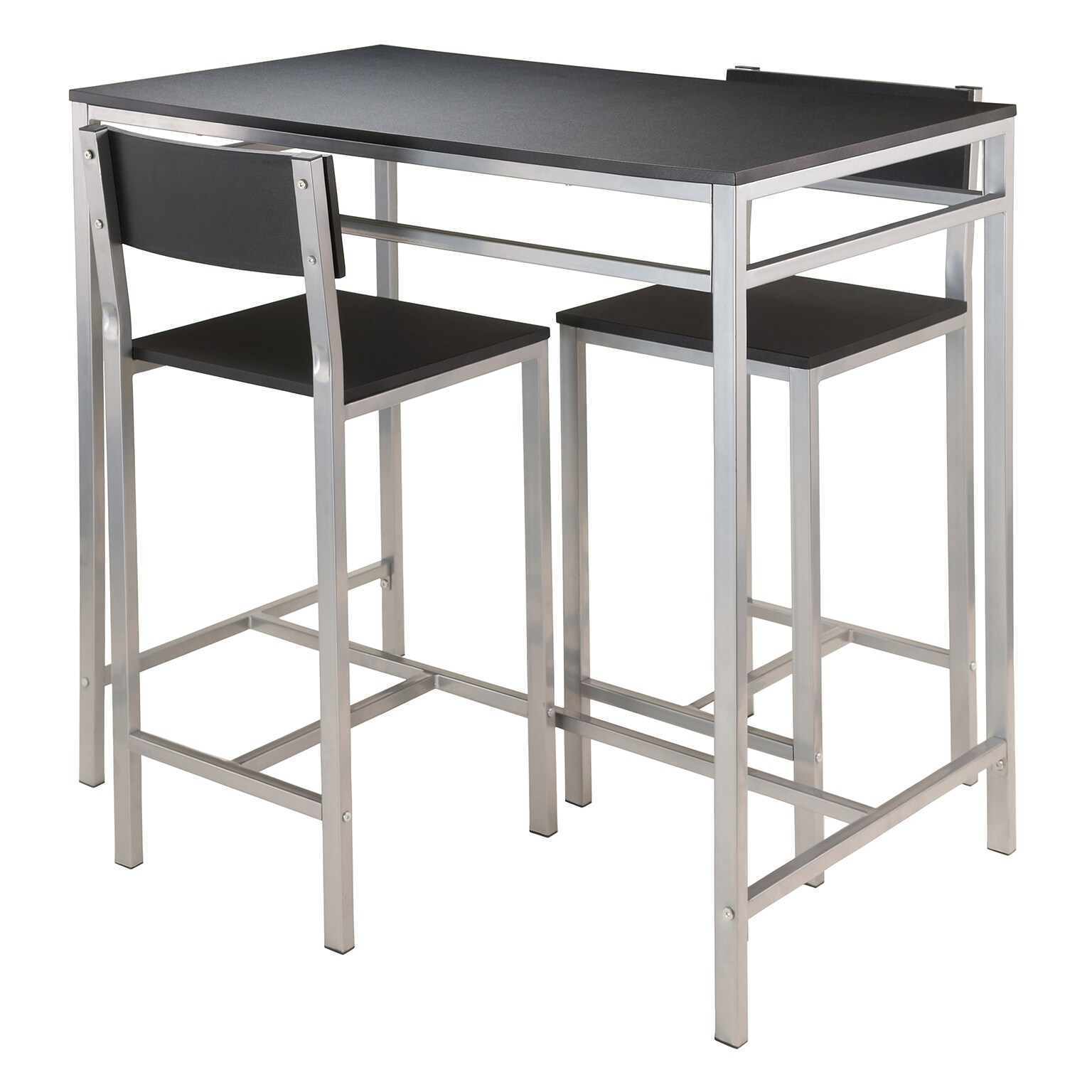 Winsome Hanley Table with Two 26 High Back Stools, Black (93336)