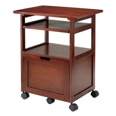 Winsome Piper 3-Shelf Wood Mobile Printer Stand with Swivel Wheels, Walnut (94427)