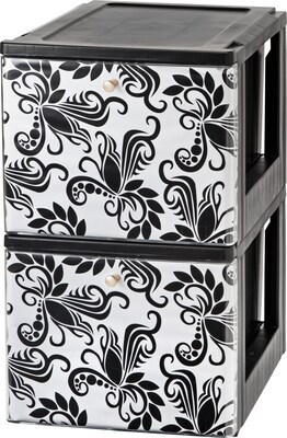 IRIS® 2 Drawer Stackable Storage, Black, 2 Pack (122062)