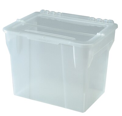IRIS Plastic File Box with Split Lid, Letter Size, Clear,  4/Pack (139889)