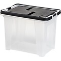 IRIS Portable Wing Lid Plastic File Box with  Wing Lid, Letter Size, Clear/Black, 4/Pack (111128)