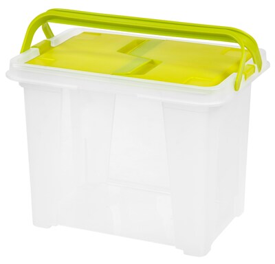 IRIS® Portable Plastic File Box, Green, 4 Pack (111135)