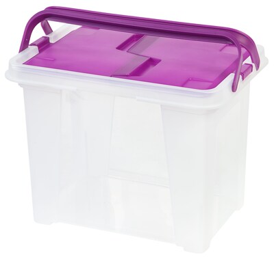 IRIS® Portable Plastic File Box, Purple, 4 Pack (111136)