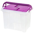 IRIS® Portable Plastic File Box, Purple, 4 Pack (111136)