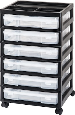 IRIS® 6 Drawer Standalone Storage, Black, 2 Pack (150816)