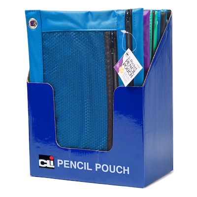 Charles Leonard 2-Pocket Zipper Closure, Nylon Pencil Pouch, Assorted Colors (CHL76350ST)