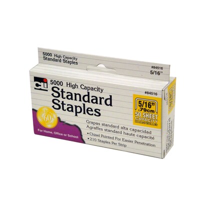 Charles Leonard High Capacity Staples; 5/16, 5000/Box (CHL84516)