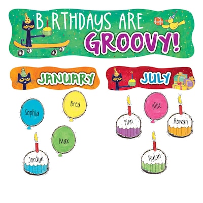 EDUPRESS 20.5 x 5.5 Pete the Cat Happy Birthday Mini Bullletin Board, Multicolor (EP-3649)