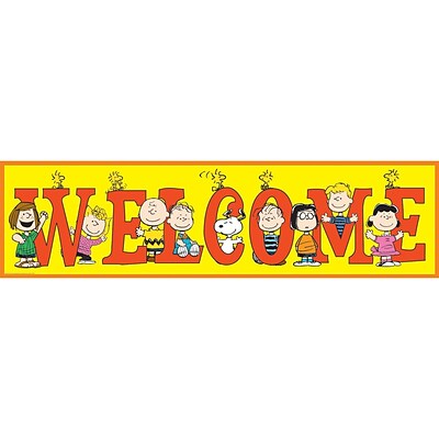 EUREKA EU-849742 45 x 12 Peanuts Welcome Banner; Multicolor