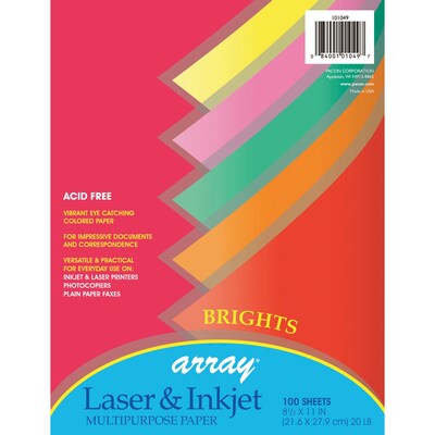 Pacon® Bond Paper; 8.5x11, Brights Assortment, 100 ct (PAC101049)