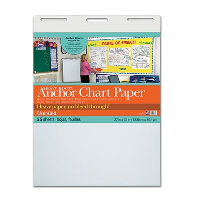 Pacon Heavy-duty Anchor Chart Paper; 25 Sheets 27 x 34, 4/Carton, White Paper