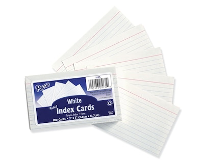 Pacon 3 x 5 Index Cards, Ruled, White, 100/Pack (PAC5135Q)