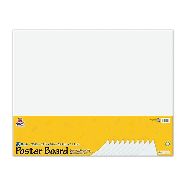 Pacon Four-Ply Poster Board, White - 22 x 28 - Pack of 25