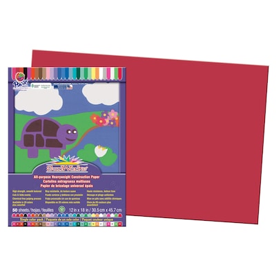 SunWorks® Construction Paper, 12 x 18, Red, 50 Sheets (PAC6107)