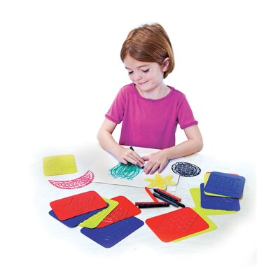 Roylco® Rubbing Plates, Teach Me Shapes Red/Yellow/Blue, 4 x 5 1/416/pkg