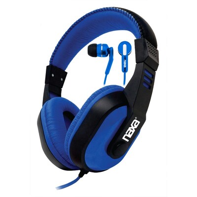 Naxa NE934 DJZ Ultra Plus Headphones and Earphones Combo, Blue