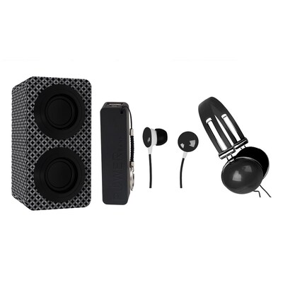 Naxa NAS3061 Portable Bluetooth Stereo Speakers Entertainment Pack, Black