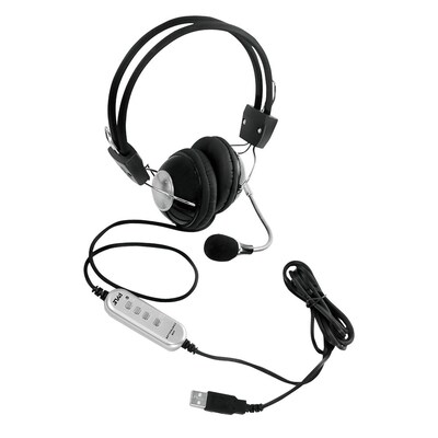 Pyle PHPMCU10 Multimedia/Gaming USB Headset with Noise-Canceling Microphone; Black