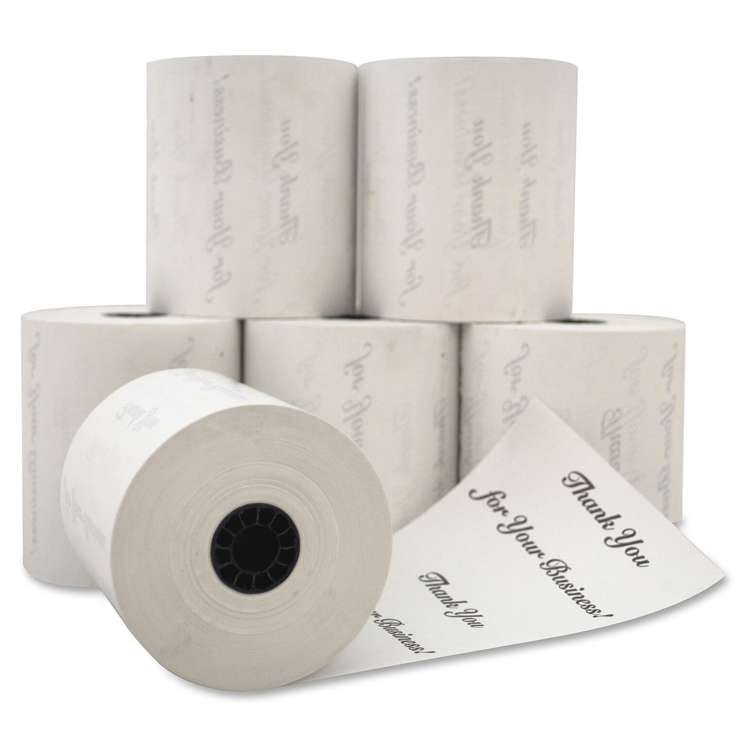 Preprinted Single-Ply Thermal Cash Register/POS Roll, 3-1/8 x 230 ft, Wht, 8/Pk